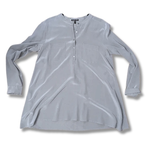 Eileen Fisher Silk Gray Tunic Top 🤍 Minimalist Quiet Luxury Layer (Sz M) - Picture 1 of 9